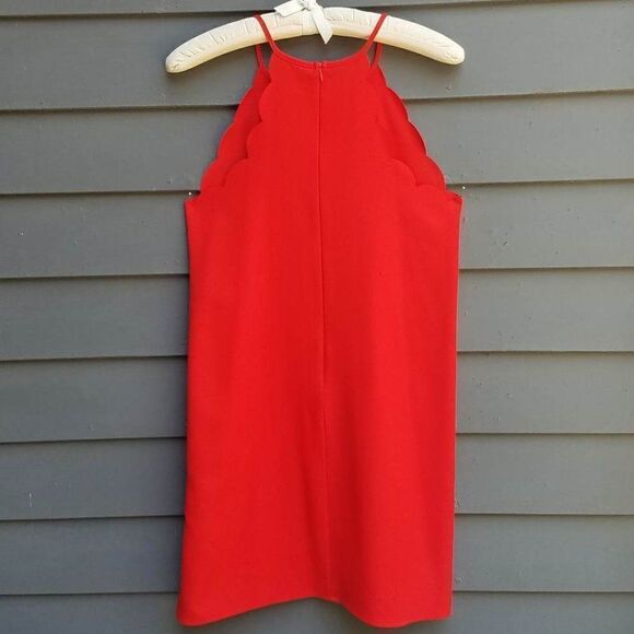Alya Red Scallop Dress with Spagetti Straps size Medium - Picture 4 of 9